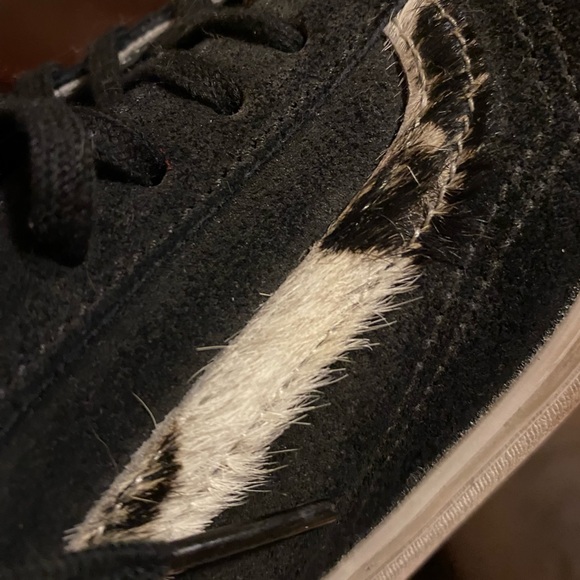 Vans Black leather with cow fur strips. Sz 9.5 still excellent condition - Picture 7 of 7